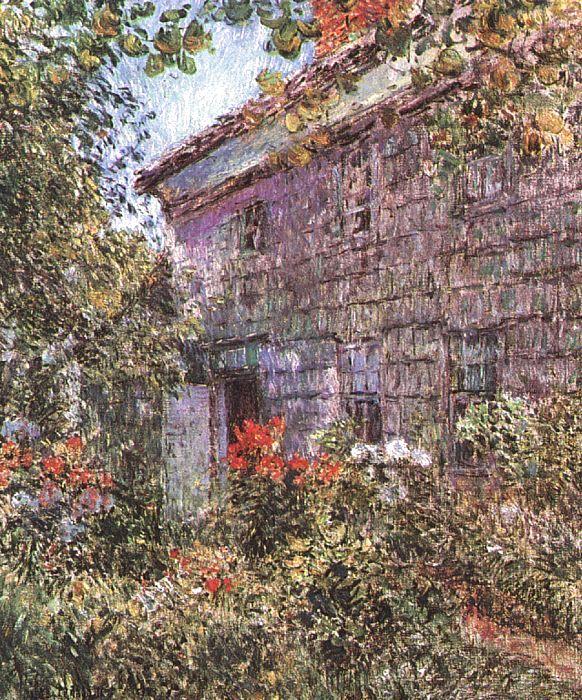 Childe Hassam Old House and Garden at East Hampton, Long Island Norge oil painting art